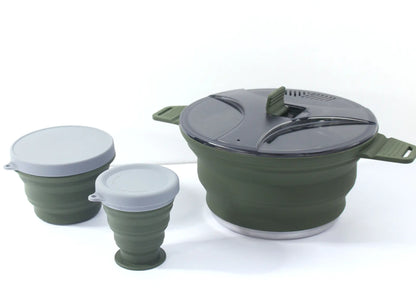 New Outdoor Camping Folding Pot - Silicone Cookware Set